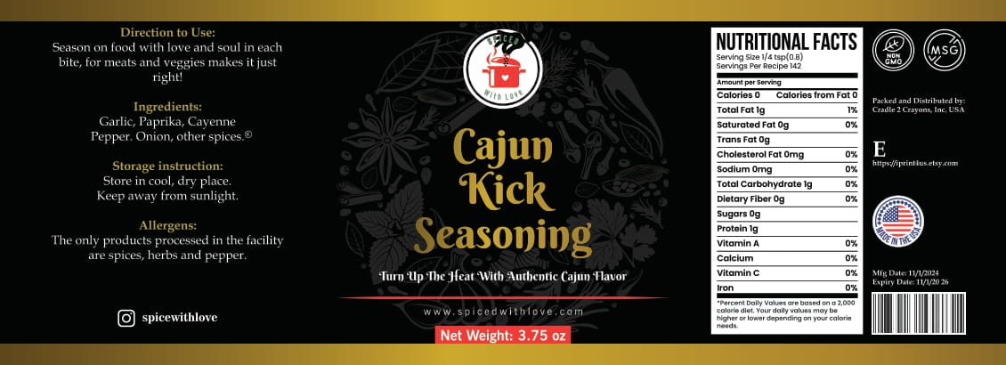 Cajun Kick-No Salt Seasoning